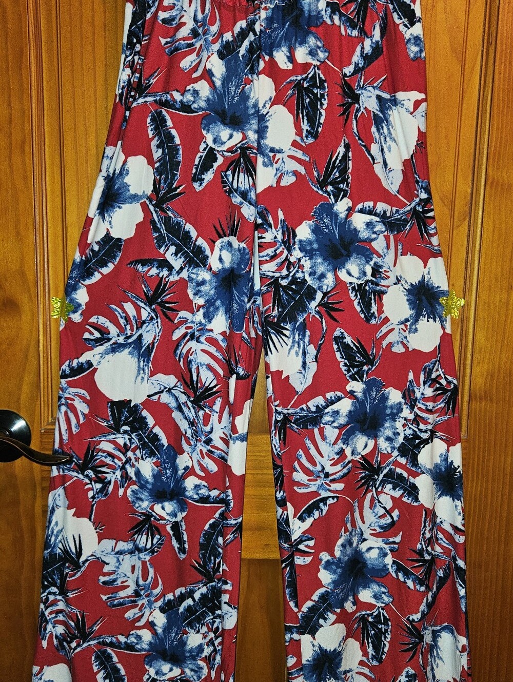 Love by Design Palazzo Wide leg Americana Floral Tropical Print pants Large
